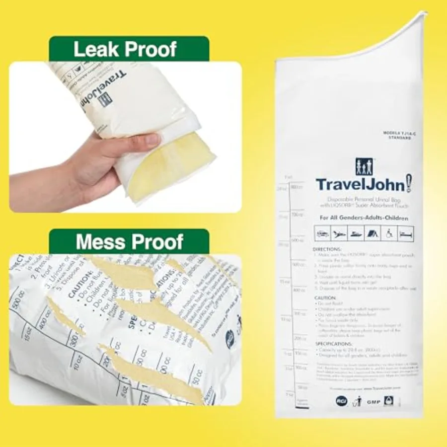 أكياس مبولة يمكن التخلص منها 28 أونصة 6 عبوات من أكياس البول المحمولة المقاومة للتسرب عديمة الرائحة للرجال والنساء الحل الأساسي للتخييم في حالات الطوارئ