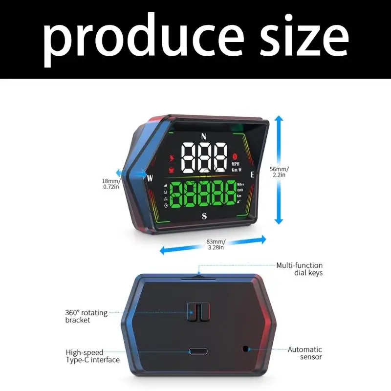 517B شاشة عرض HUD متعددة الوظائف للقيادة PC+ABS سرعة السيارة ومسافة السفر ووقت السفر في جميع ظروف الإضاءة