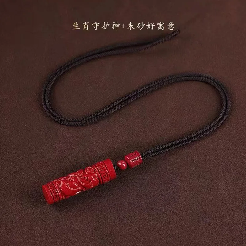 قلادة بدلاية من الحجر الخام للرجال والنساء ، 12 نمط زودياك ، سينابار ، أرنب ، سورانجاما شعار ، تميمة ، هدية أنثى