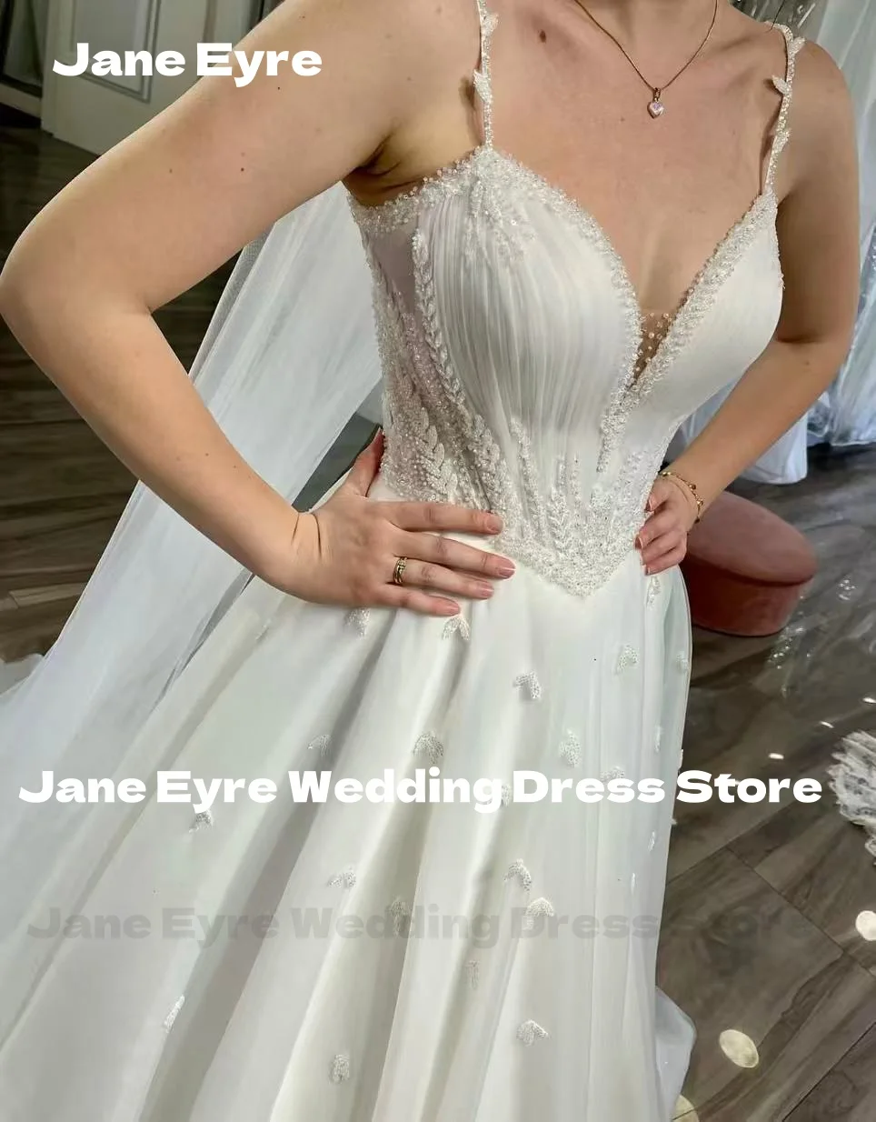 Jane Eyre Princess Spaghetti Straps Wedding Dress V-Neck Sleeveless Backless Robe De Mariée Tulle A-Line Bride Gowns Customized