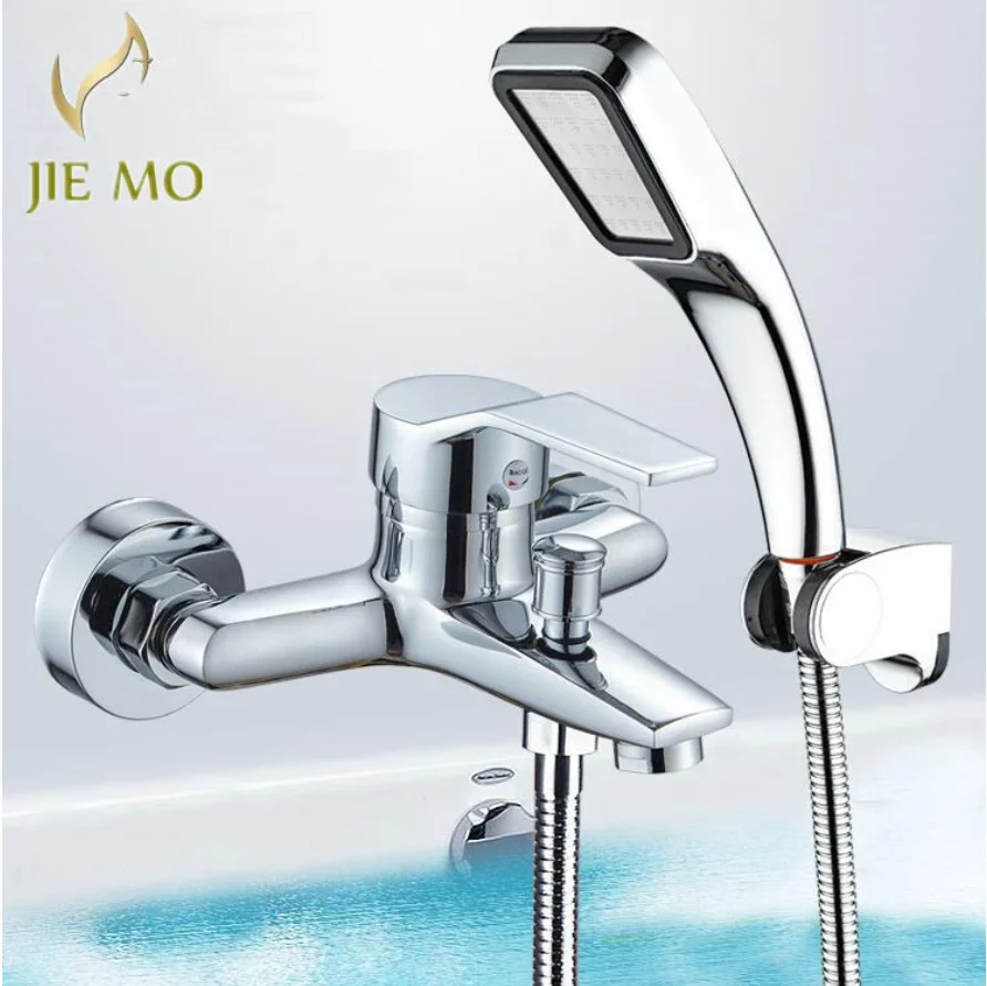 

Bath Shower Faucet Exposed Shower Valve Chromed Brass Mixer Valve Wall Mounted 2-Outlets 6662