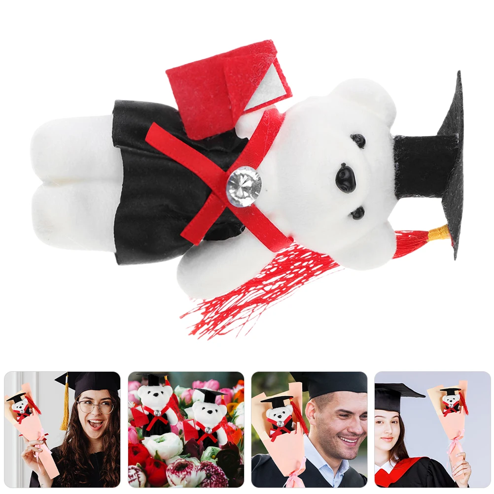 

8pcs Mini Doctor Bear Stuffed Toy Foam Graduate Graduation DIY Materials Creative Bouquet Mini Animal Congrats