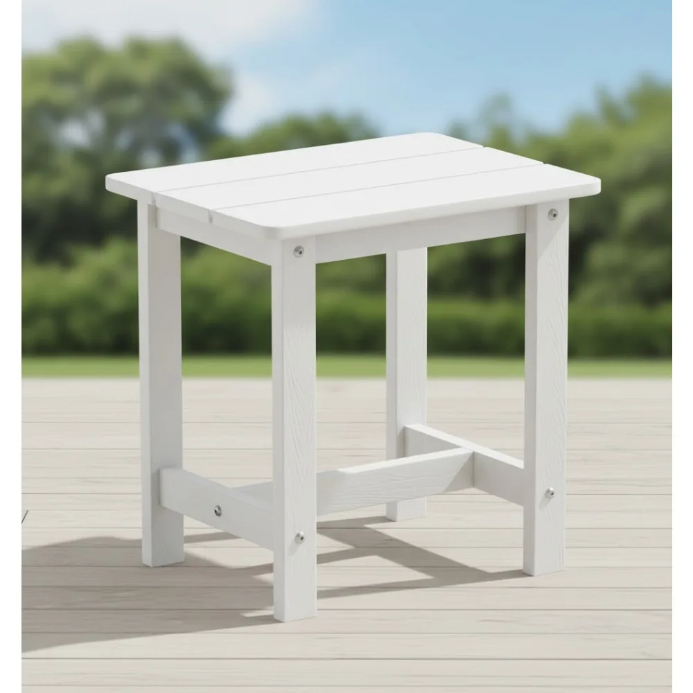 Weather Resistant Outdoor Side Table, HDPS Small Patio End Table for Deck Porch, Easy Assembly & Maintenance