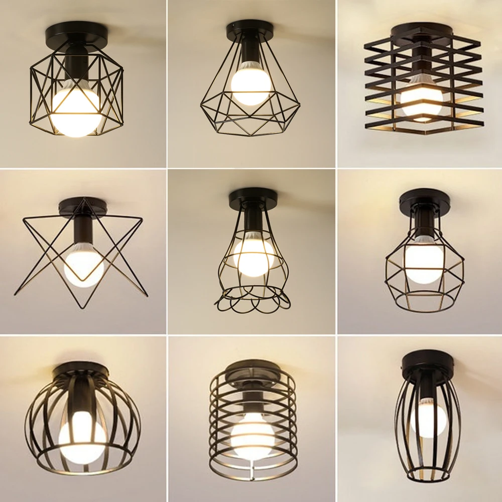 

Vintage Ceiling Light Retro Loft Industrial Metal Ceiling Lamp Shade for Porch Hallway Kitchen Bathroom Indoor Lighting Fixture