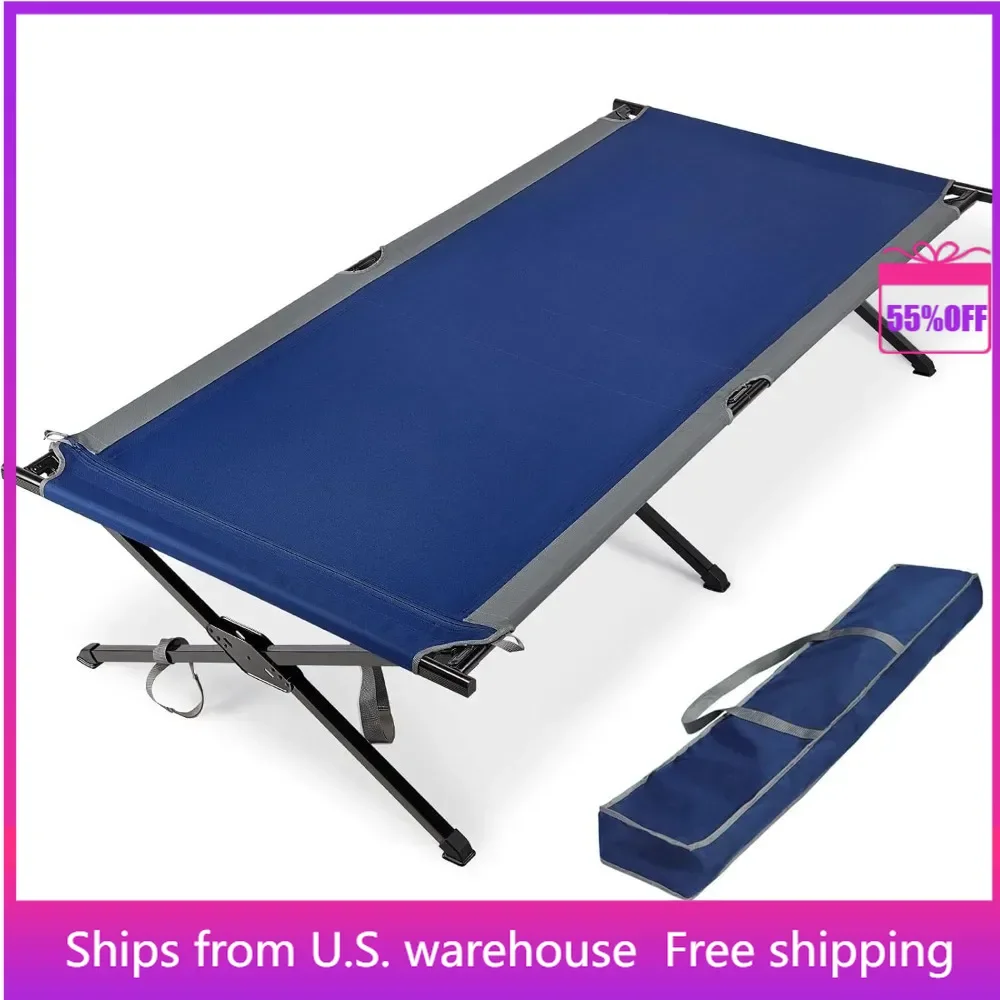 

Sleeping Cot for Adults, Heavy Duty Camping Cots for Outdoor with Carry, Extra Wide Folding Bed Camp Cot, 84.3" L x 41.9" W bed