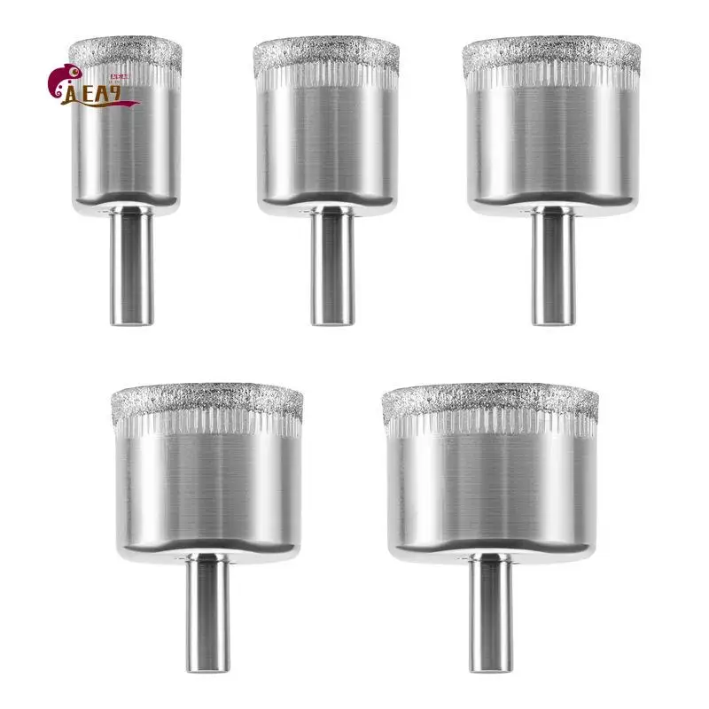 AEA9-5Pcs Tile Hole Saw Drill Bit Bits Set Glass Marble Granite Slate Cutting