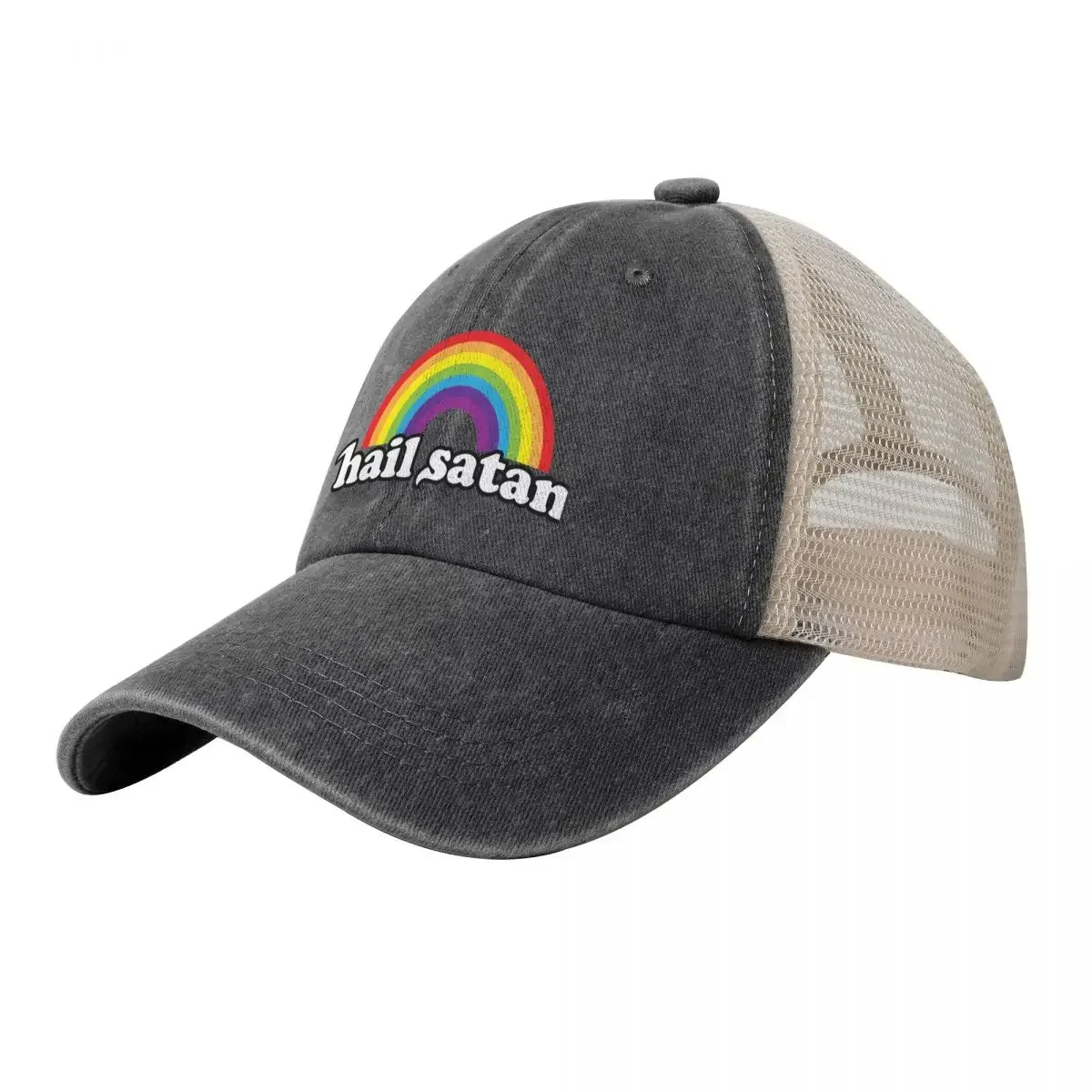 

Hail Satan Rainbow Baseball Cap funny hat Golf Cap Snap Back Hat Luxury Woman Men's