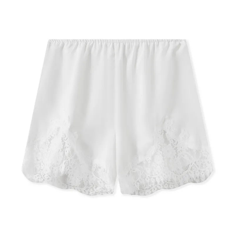 Y2k Women Silk Satin Shorts Lace Trim Patchwork Micro Mini Slip Shorts Low Rise Lingerie Pajamas Coquette Boxers Streetwear