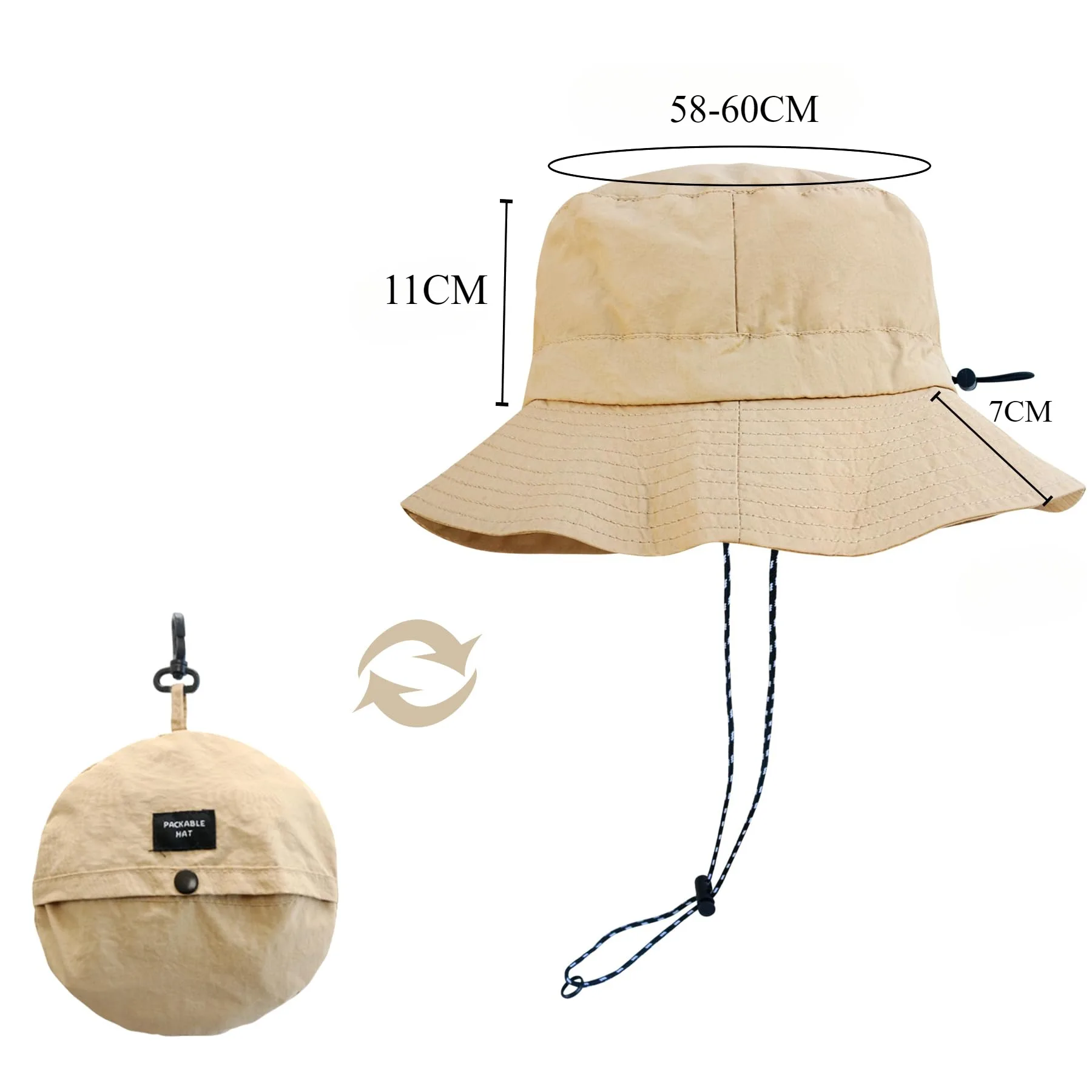 Wasserdichter Eimerhut für Damen und Herren, Regenhut, breite Krempe, verstaubarer Sonnenhut, UV-Schutz, Sommer, Strand, Angeln, Wandern, Safari-Hut – Detail 9