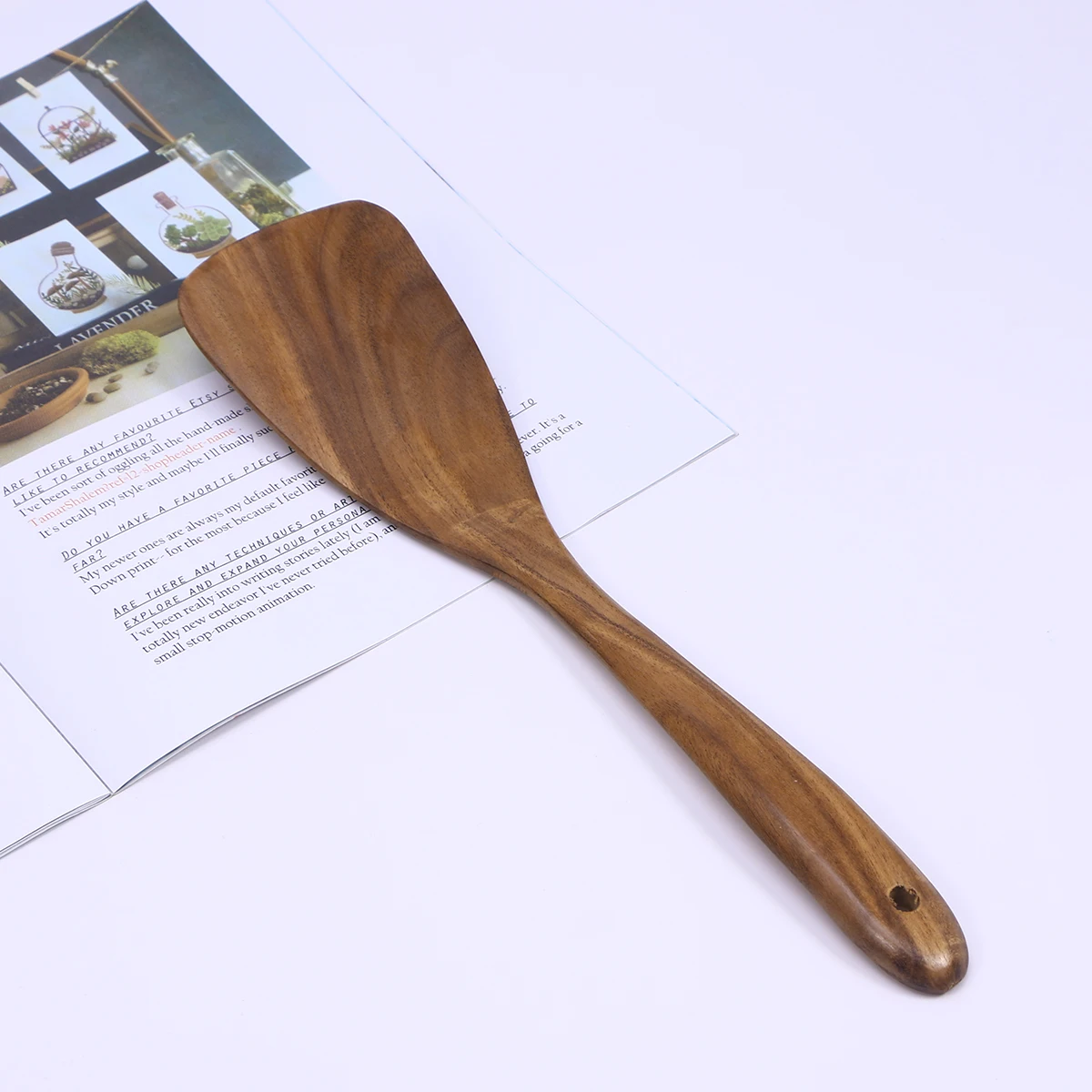 Solid Wood Spatula Teak Wood Kitchen Gadget Handmade Beautiful Grain Pattern Cooking Utensils Food Shovel Wooden Turner