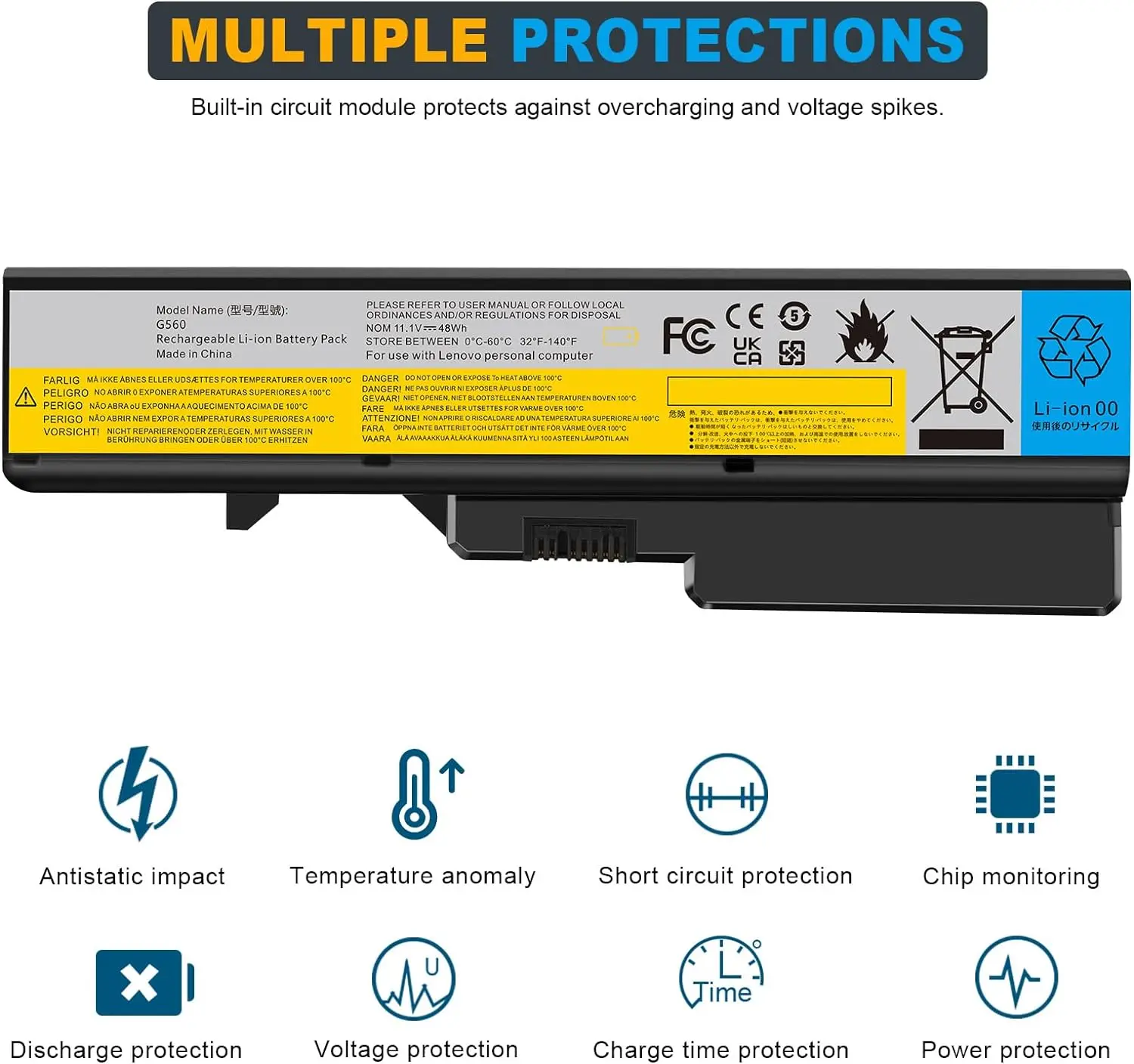 Laptop Battery for Lenovo G460 G465 G470 G475 G560 B470 B570 IdeaPad V360 V370 V470 V570 Z370Z465 Z470 Z560 Z570 Z575 L09S6Y02