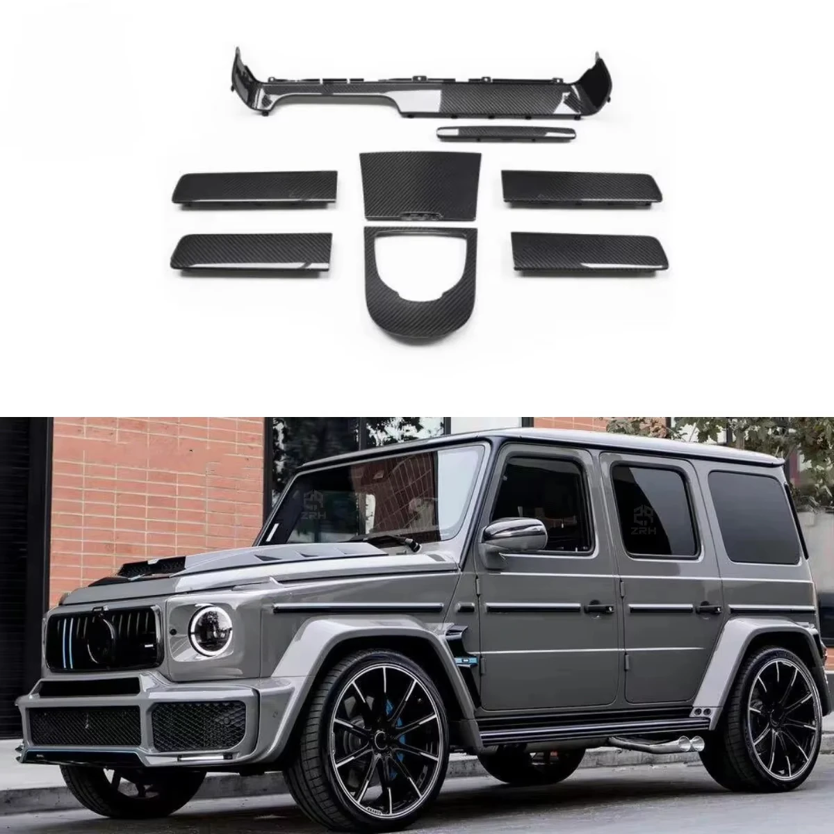 

Сухая внутренняя отделка из углеродного волокна для G Class AMG W464 G63, коробка для хранения из углеродного волокна, замена дверной панели, 8 шт.