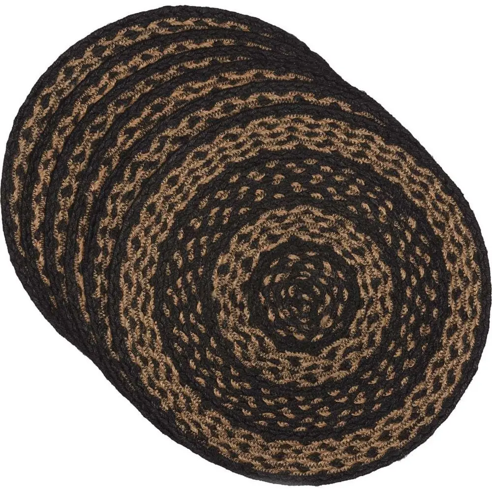 

Rustic Black Jute Round Tablemats Set of 6 - Traditional Farmhouse Kitchen Decor