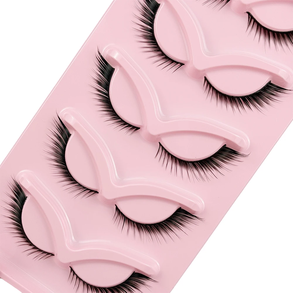 Cat-5 pares de pestañas postizas de ojos: visón artificial esponjoso 8D de 16 mm, aspecto natural, mejora el efecto visual de los ojos