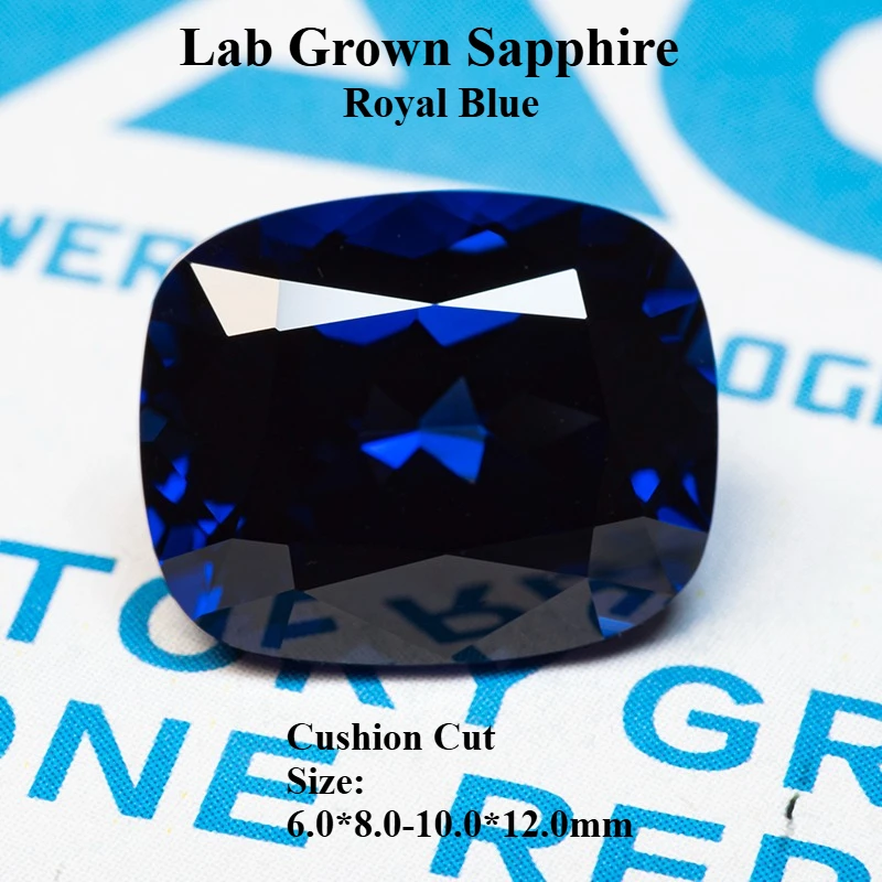 ALab Grown Sapphire Royal Blue Rectangular Cushion Shape VVS1 for Charms DIY Jewelry Making Material Selectable Certificate
