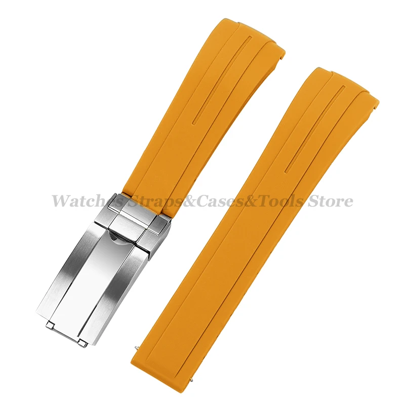 20mm 21mm 22mm Kautschukband Silikonarmband mit gebogenem Ende für Rolex für Water Ghost Faltschließe Wasserdichtes Armband Armband