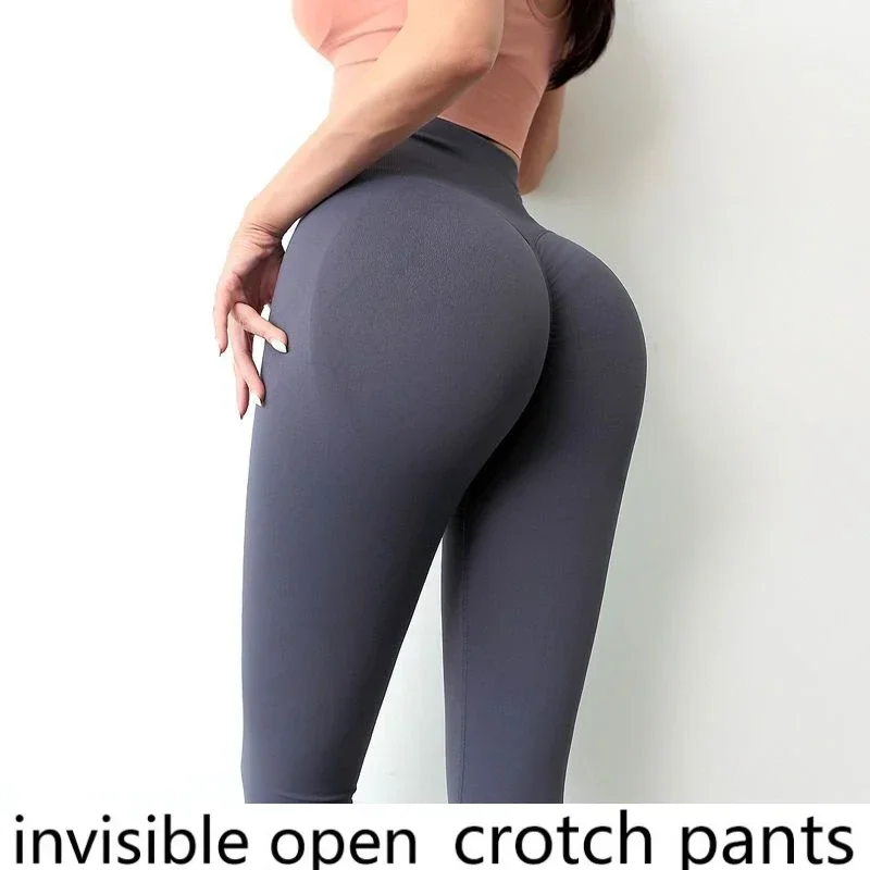 Invisible Open-Seat Pants Yoga Pants Peach Hip Gym Pants Full-Open Type Outing Date Essential Artifact