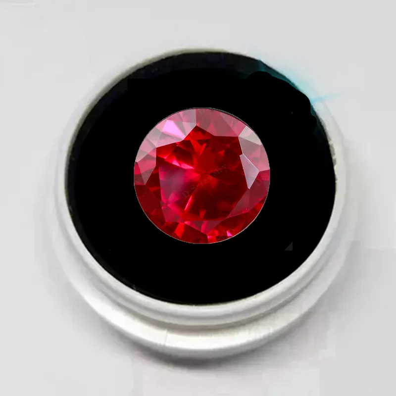 

Boxed High Quality Ruby Round Cut Pass UV Tested Ruby for Jewelry Making and Collection DIY VVS Gemstones