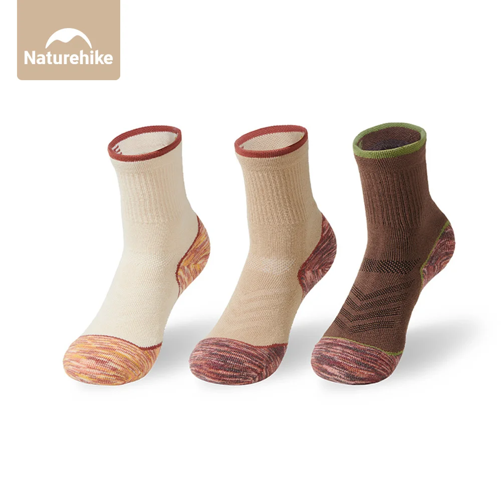Naturehike 1 Pair Sports Socks Running Hiking Camping Climbing Portable Lightweight Shock Absorption Woollen Man Sock Woman Sock