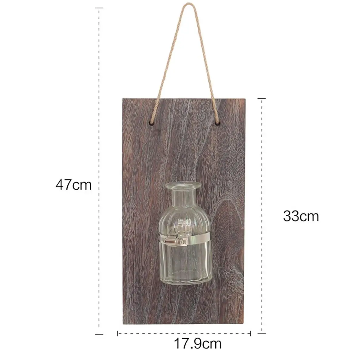 

Retro Wall Vase Creative Wooden Flower Container Home Decor Hanging Glass Craft Bedroom Living Room Office Ornament