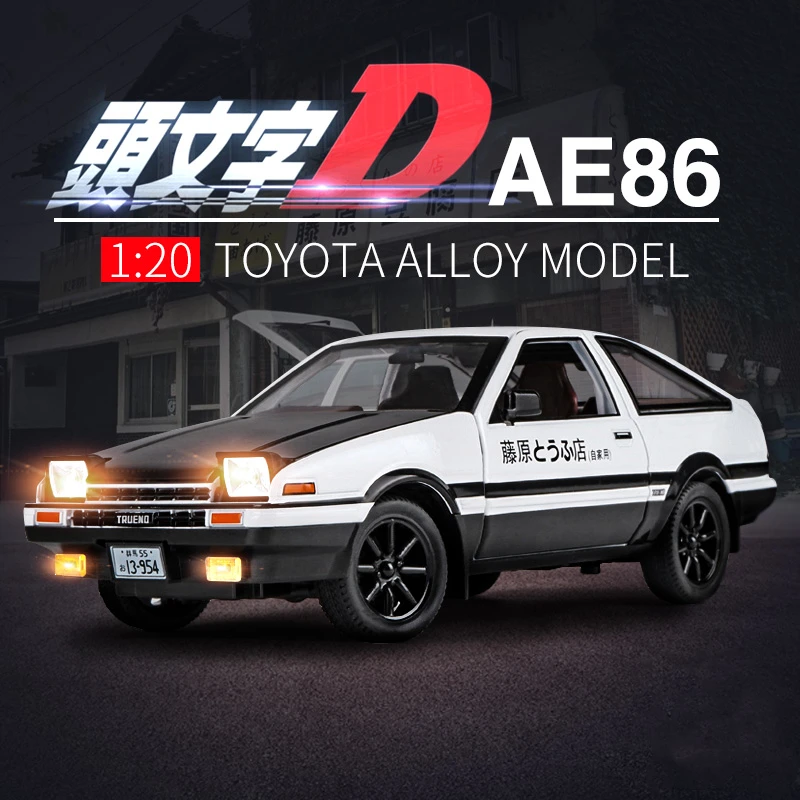 1:20 Movie Car INITIAL D Toyota AE86 Alloy Car Model Diecast & Toy Vehicles Metal Car Model Simulation Sound Light Toy Gift