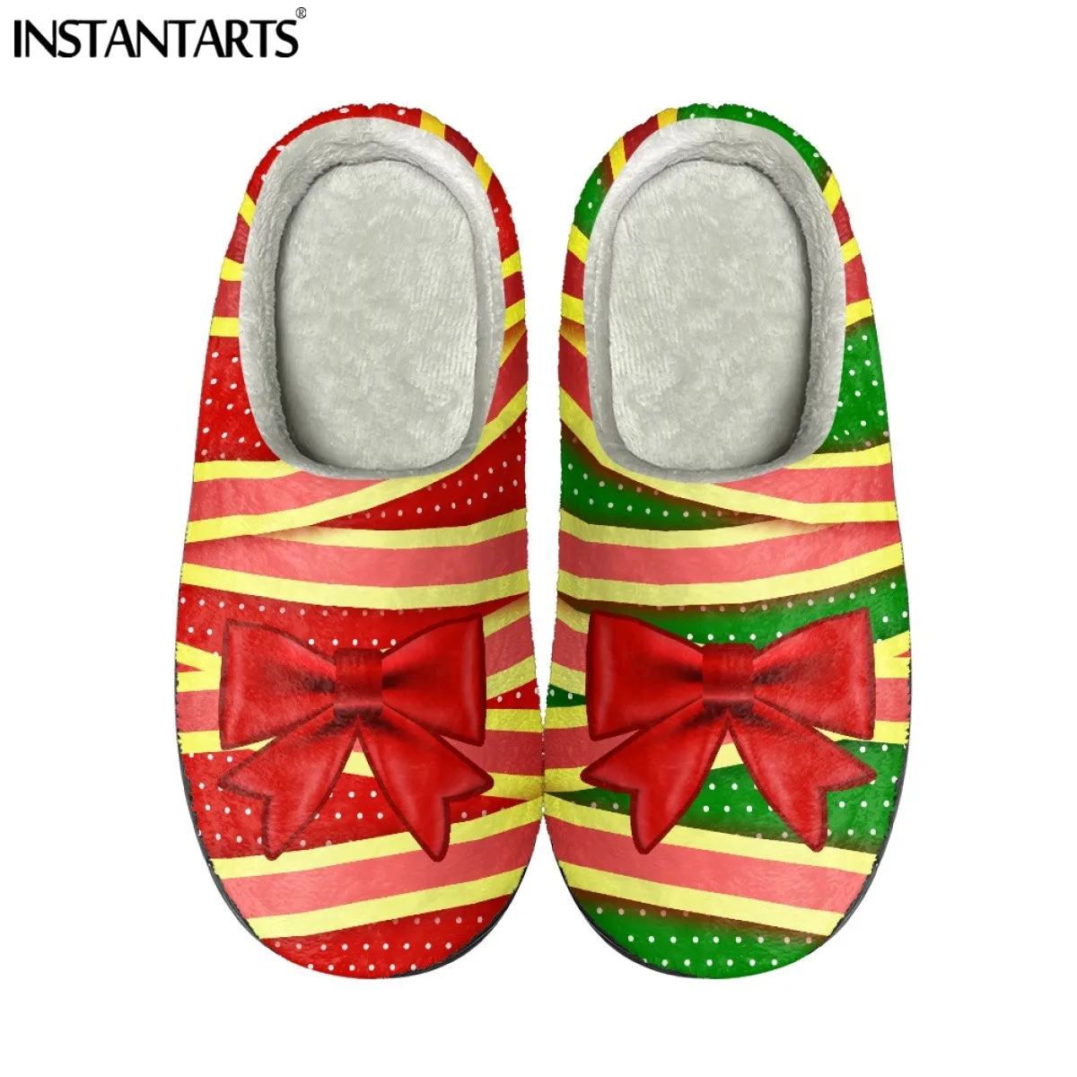 INSTANTARTS Xmas Gift Merry Christmas Print Women Cotton Slipper Home Indoor Casual Slippers Winter Cotton Shoes Sandales Femmes