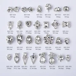 10pcs Luxury Alloy Nail Charms K9 Different Shape Crystal Rhinestone Heart Bowtie Metal Nail Glitter Gems Manicure Decoration#b5