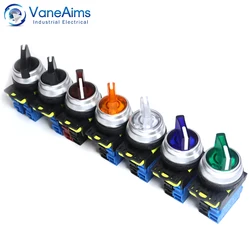 30mm LA36M Selector Rotary Knob Switch Self locking Momentary 12v 24v 220v 2/3 Position Start Stop Switch On Off with LED Light