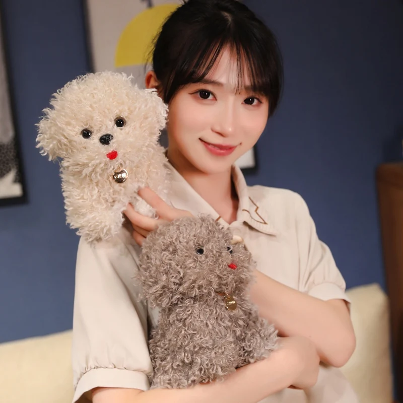 20cm Cute Simulation Bichon Frise Puppy Doll Standing Brown Grey White Small Stuffed Dog Plush Toy Birthday Present