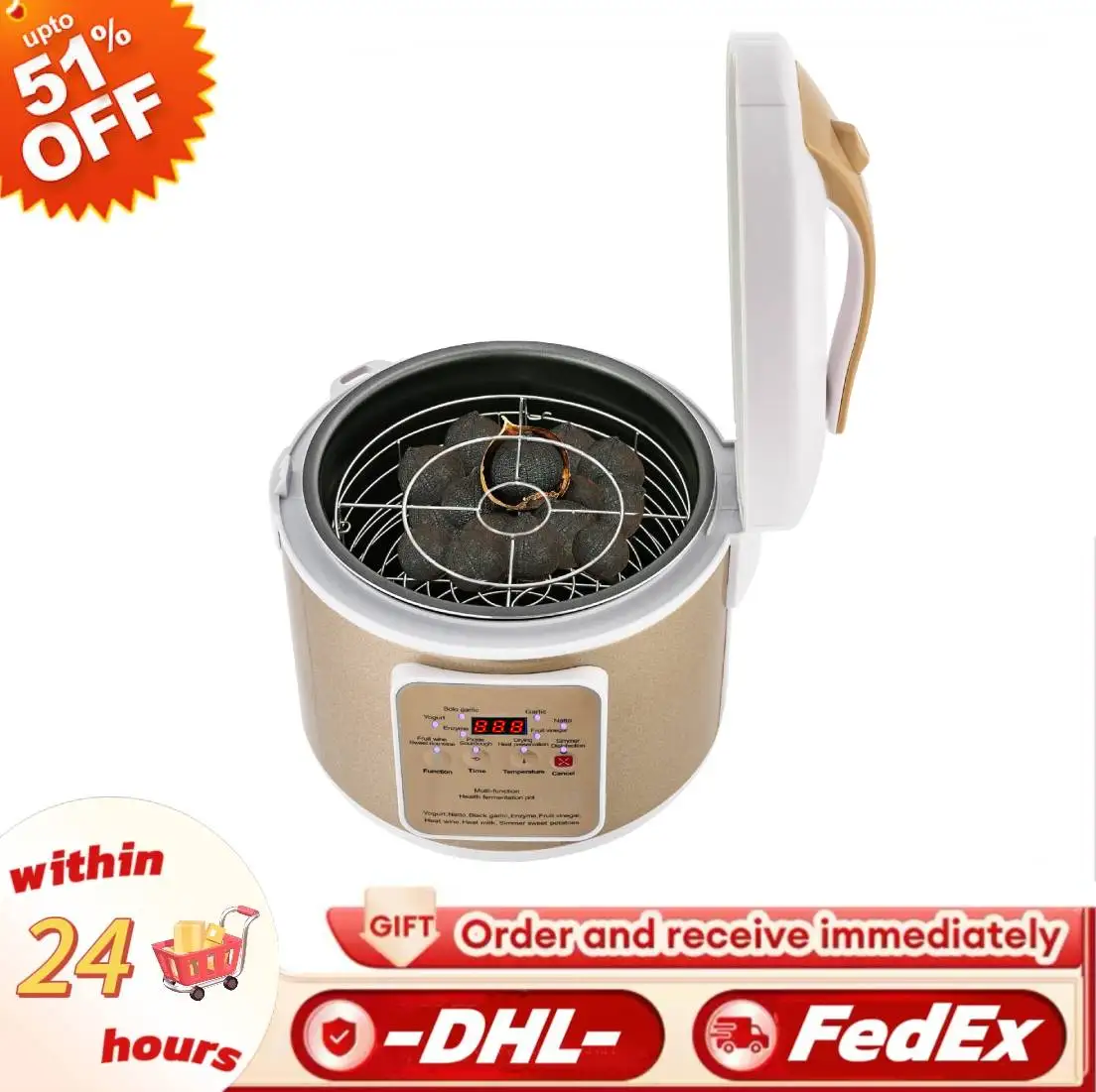 

Black Garlic Fermenter 6L 90W AZK 286 Double-layer Inner Pot Intelligent Fermentation with Power-off Memory Function