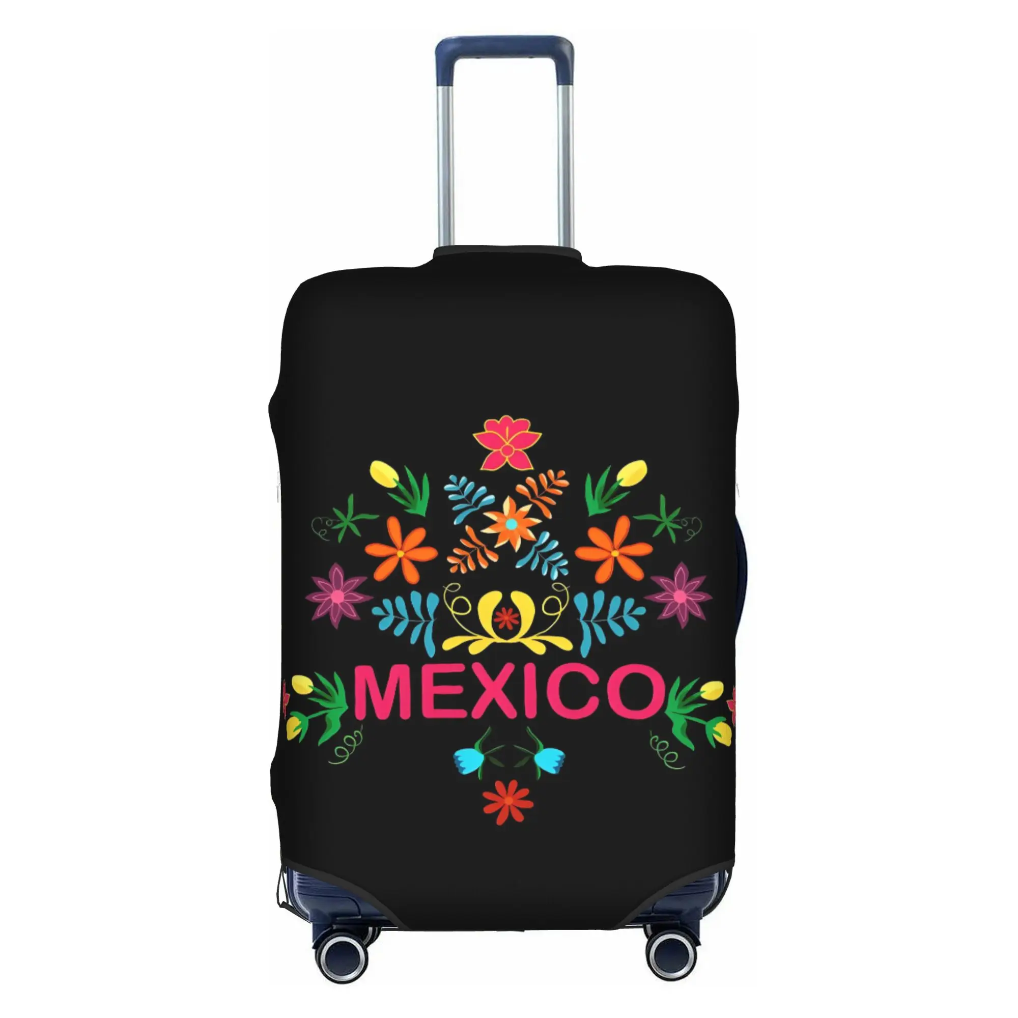 Mexican Folk Flowers Art   Suitcase Cover Elastic  Luggage Covers Protector for 18-32 inch