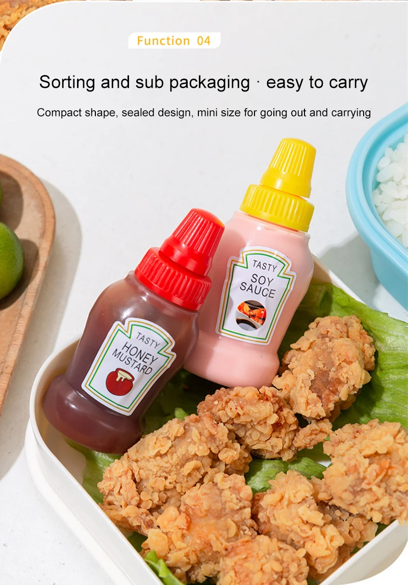 Condiment Bottles, Portable Seasoning Storage Containers Jars BBQ Bento Box Dressing Dispensers