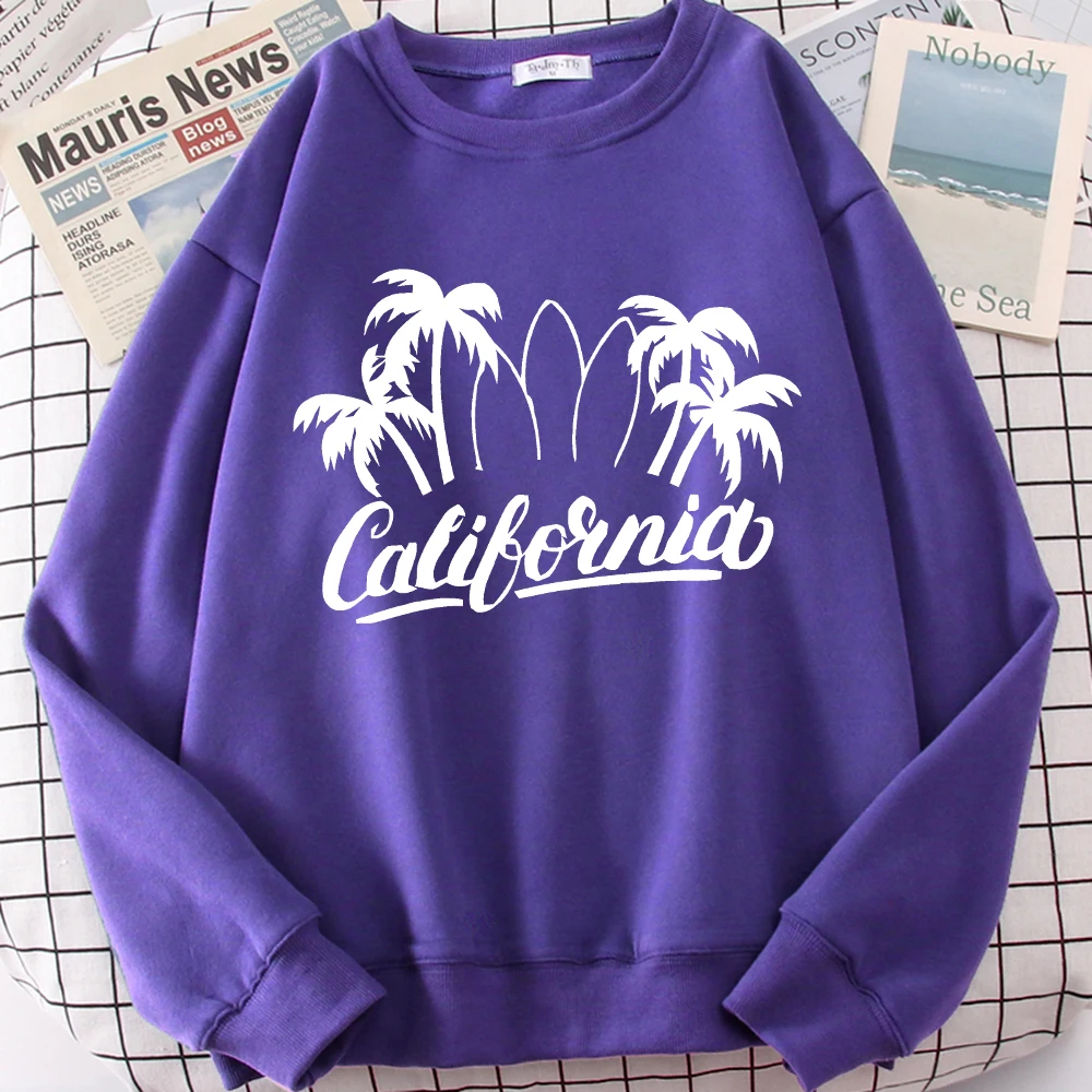 

California Beach By The Sea, мужские флисовые спортивные пуловеры с длинными рукавами и круглым вырезом, свободные пуловеры унисекс, универсальная базовая одежда