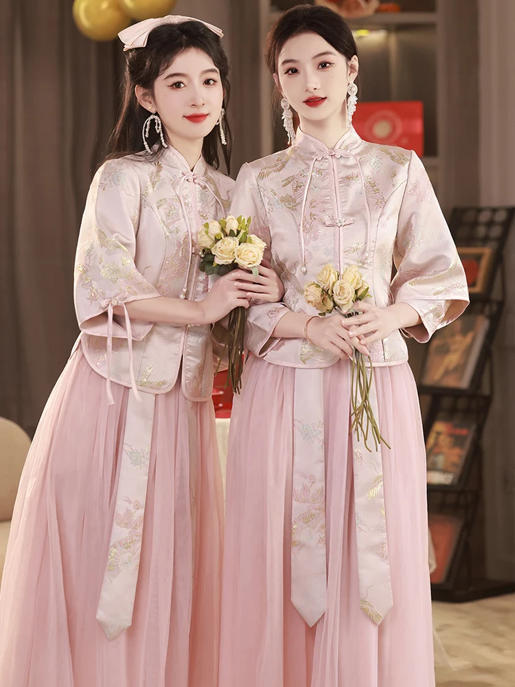 

Chinese Sle Matron of Dr Long Wedding Gown Two Piece Set Fairy Aosphere Autumn Winter New Arrival 2024