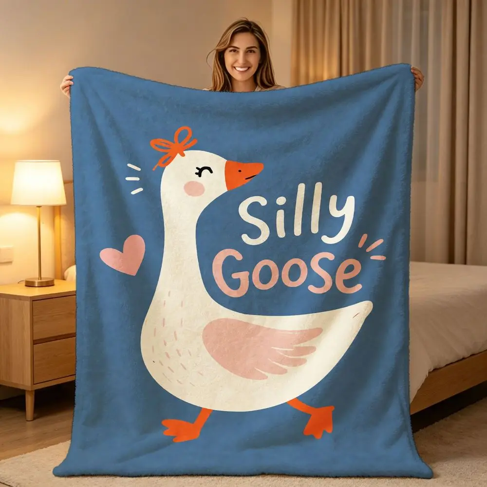 Ultra Soft Silly Goose Throw Blanket Plush Microfiber Cozy Decorative Accent Sofa Bed Throw for Living Room Home Decor Gift