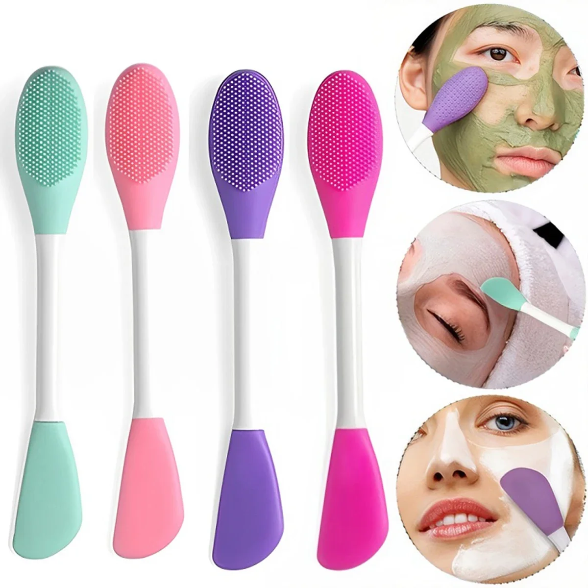 6/4/2pcs Face Brush Set Silicone Facial Mask Applicator Double-head Lotion Spatula Blackhead Face Lip Exfoliator Skin Care Tools