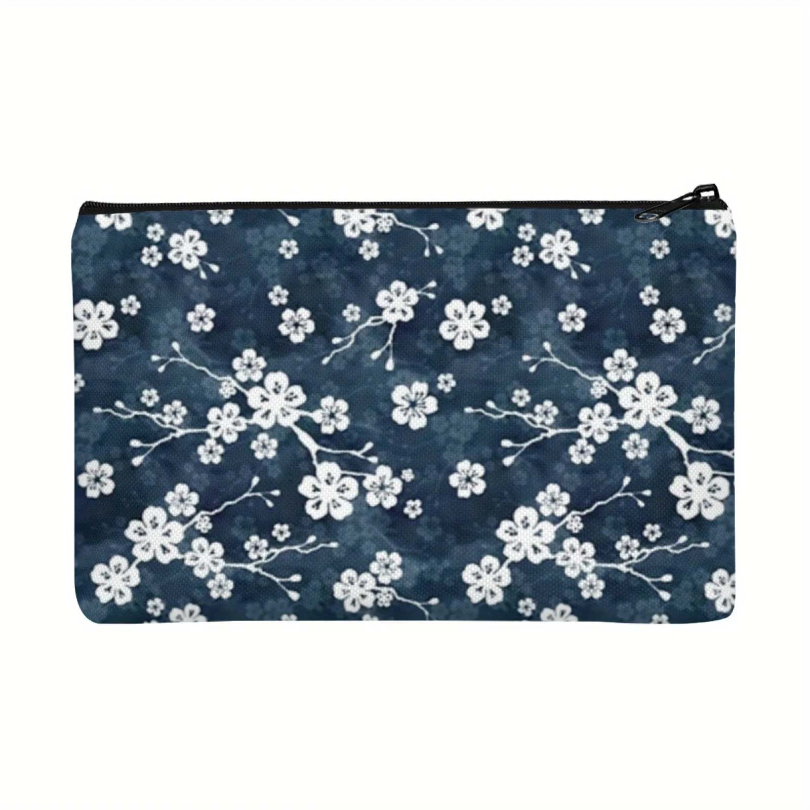 

Navy White Cherry Blossom Handbag Elegant Toiletry Travel Bag Compact Cosmetic Suitable for Multi Use for Pencil Case or Gift