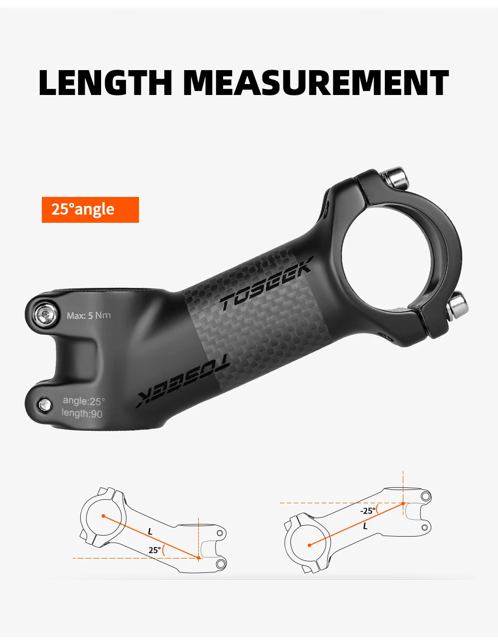 TOSEEK Fahrradvorbau 31,8 mm Lenkervorbau MTB Rennrad Vorbau Winkel 25/35 Grad 60/70/80/90/100/110 mm Matt Schwarz Grau Silber – Detail 10