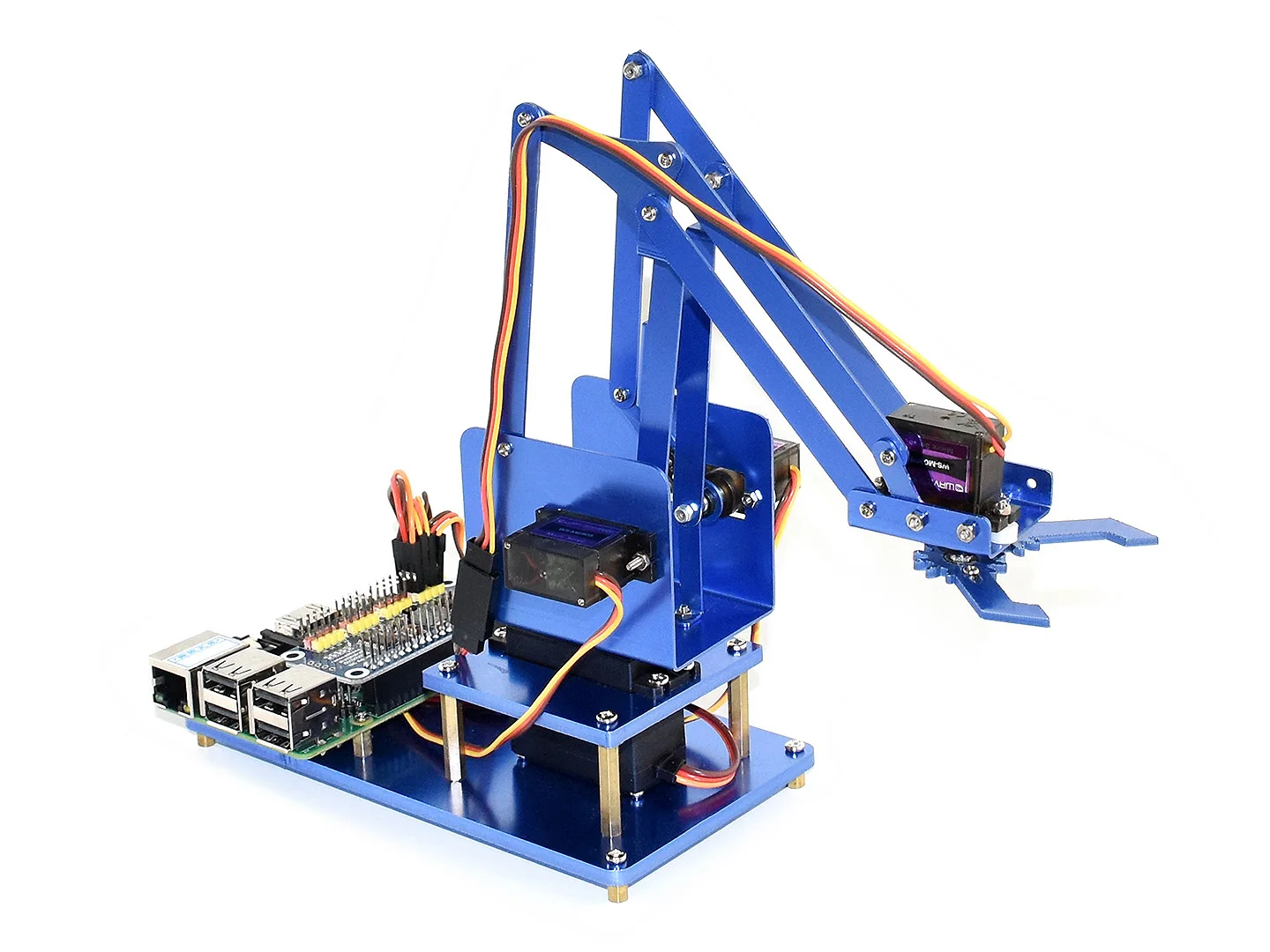 Robotarm voor Pi, 4-DOF metalen robotarmset voor Raspberry Pi, Bluetooth / WiFi-afstandsbediening