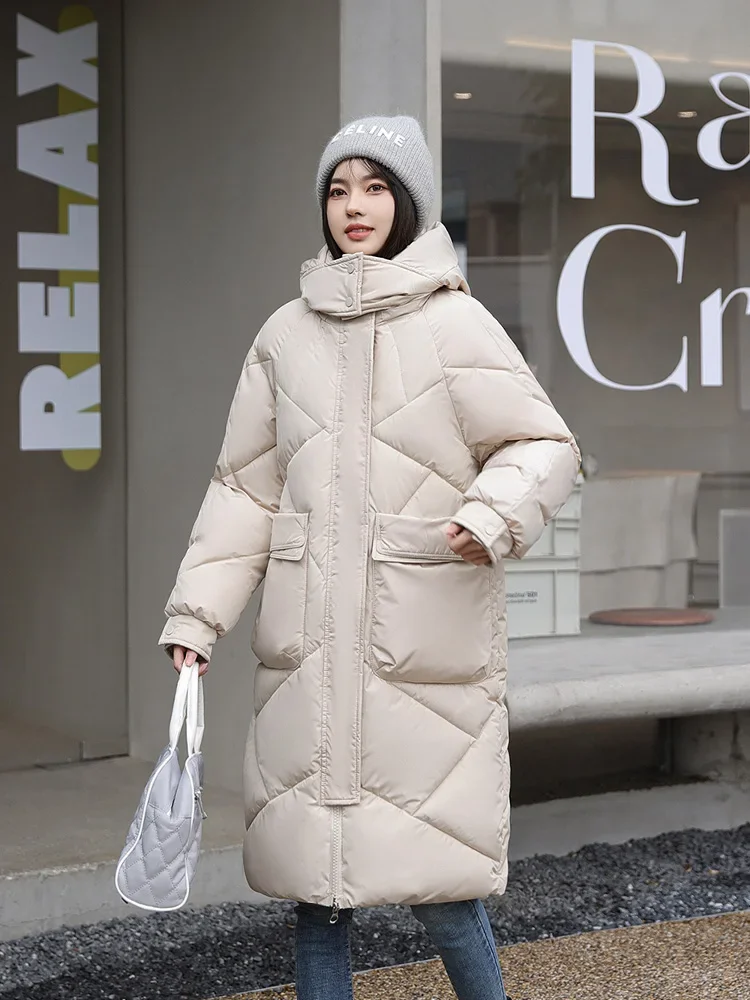 Usar abrigo de invierno para mujer chaqueta de plumón cálida casual suelta con capucha invierno mujer chaqueta casual Parkas largas