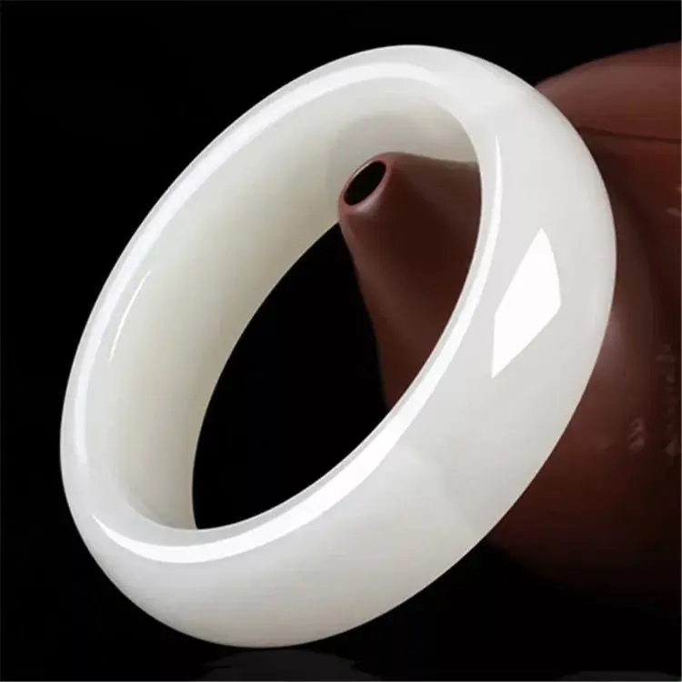 

Natural hetian white jade 54mm-66mm bracelet elegant princess widen bracelet best light gift bangles for women jade