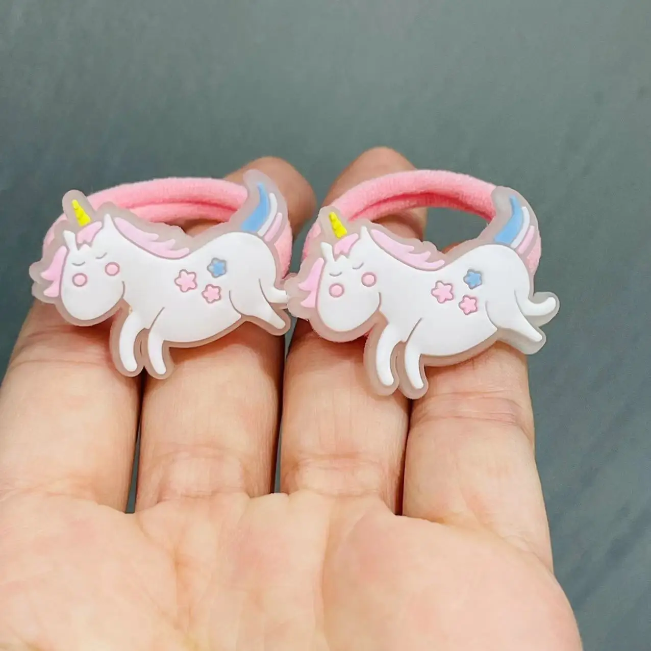 2Pcs/set Luminous Unicorn Hair Accessories Children Rubber Bands Scrunchies Elastic Hair Bands Girls Hair ring Decorations Ties