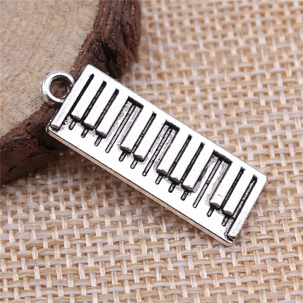 

60pcs 30x10mm Piano Keyboard Charms Wholesale Antique Silver Color Charms Wholesale Jewelry Findings For Jewelry Making