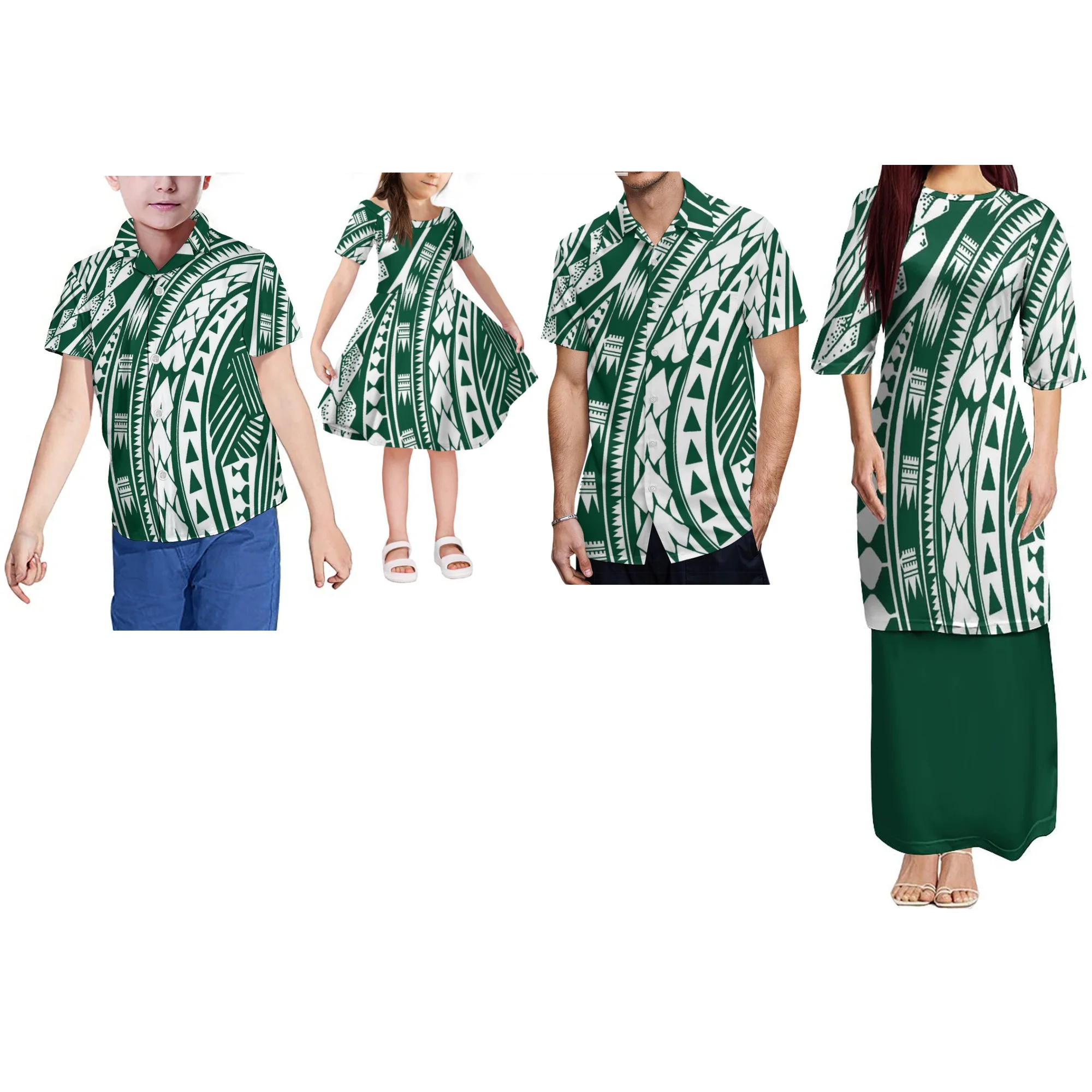 Summer Short Sleeve Long Dress Ladies New Polynesian Puletasi Samoa Tribal Dress Loose Dress