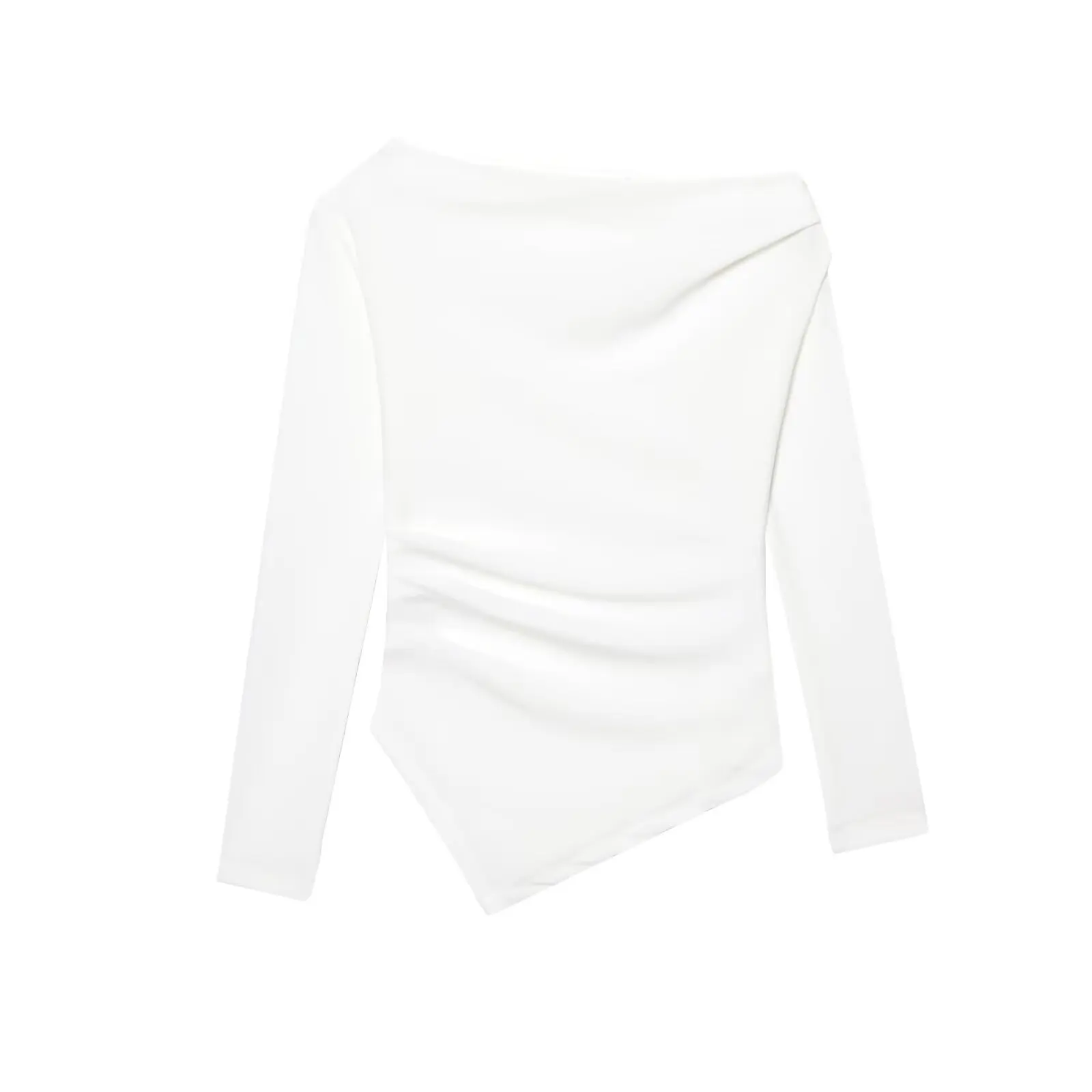 

ZBZA Spring New Women's Faion Design Asymmetric Elastic Top Long Sve One-oulder Polyester Fiber Slim Fit irt