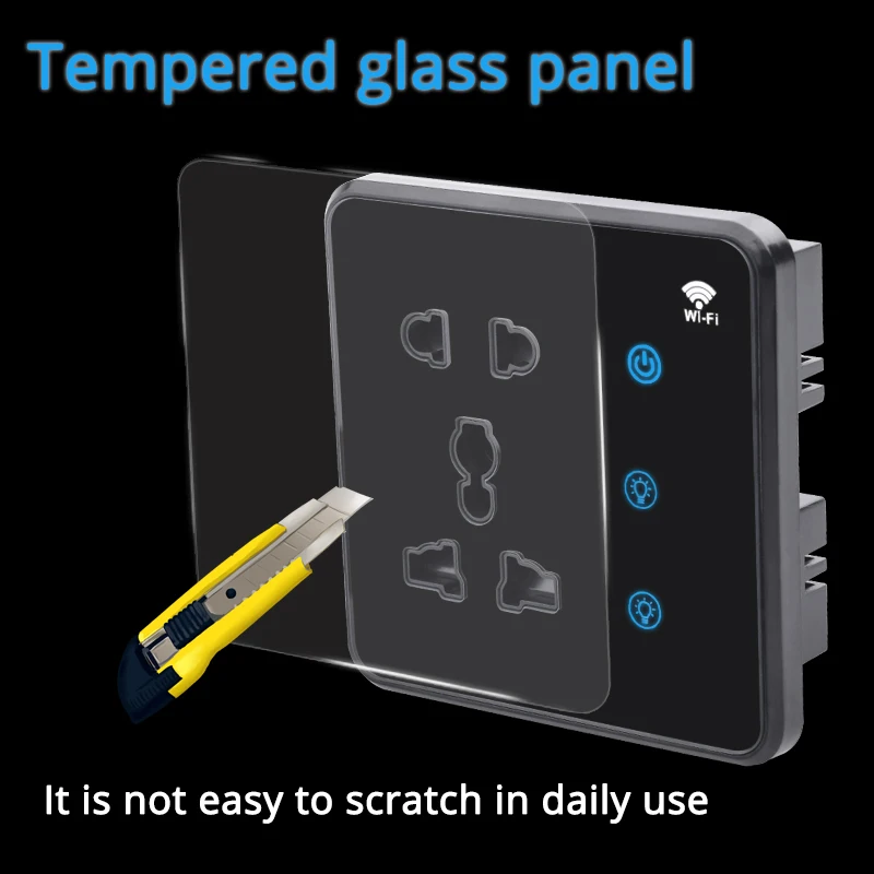 Coswall Glass Panel ZIGBEE / WIFI Tuya Universal Socket +2 Gang On/Off Touch Switch With One-Key Main Switch