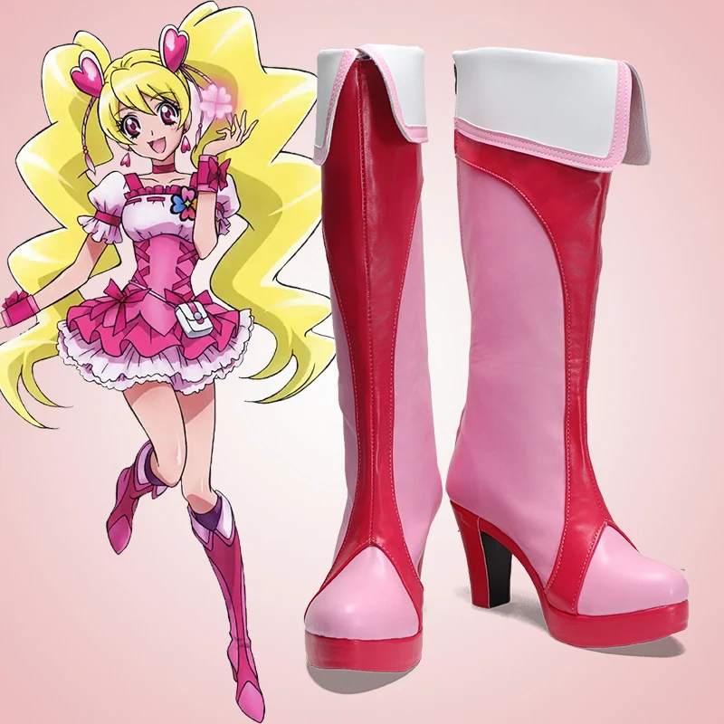 

Anime Pretty Cure Momozono Love Cosplay Shoes Cure Peach Boots Halloween Costume Accessories Props