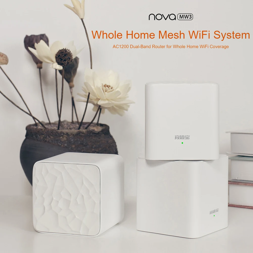 Tenda Nova MW3 Wifi Router AC1200 Dual-Band for Whole Home Wifi Coverage Mesh WiFi System Wireless Bridge, APP Remote Manage