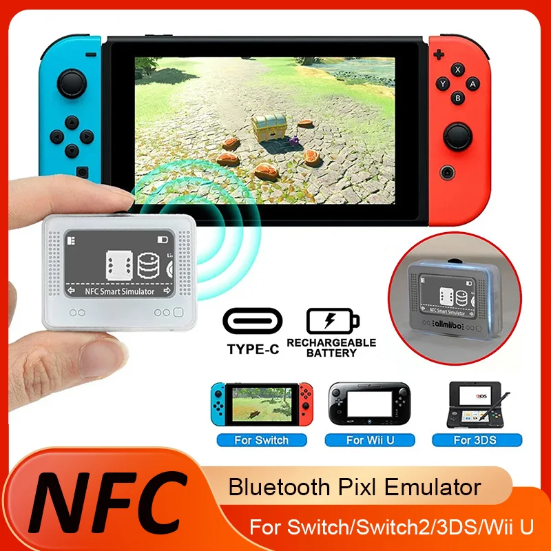 For Amiibo NFC Pixl Emulator Simulator Chargeable Bluetooth Intelligent Simulator for Switch2/Switch WiiU 3DS Game Accessories