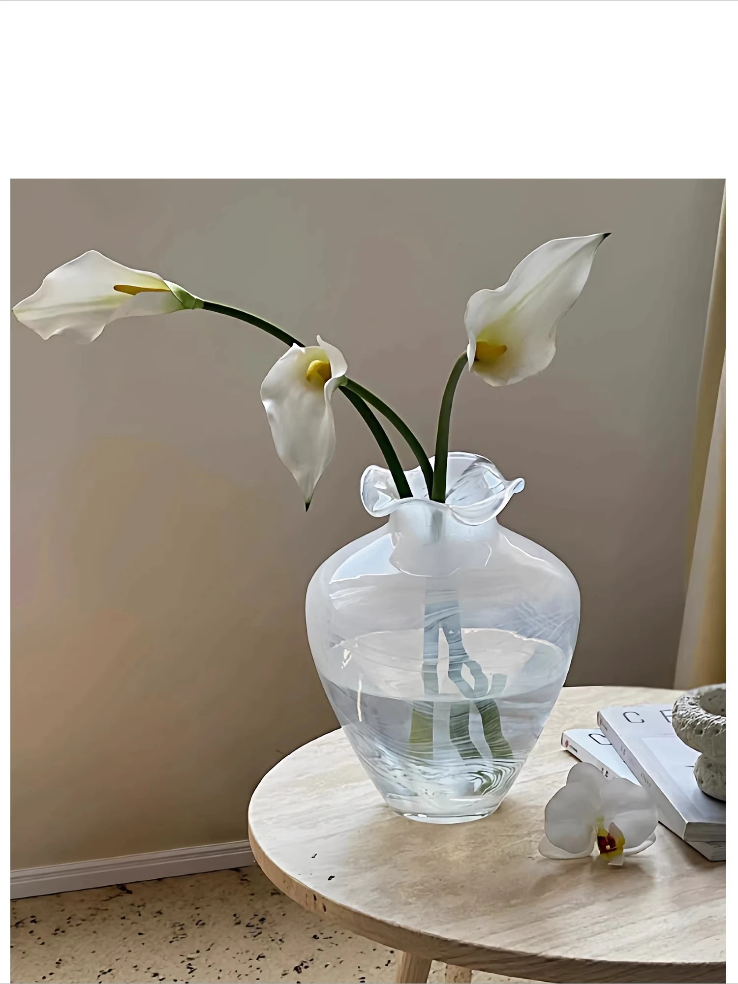 White wabi-sabi wind niche Song Dynasty aesthetic glass vase ornament desktop